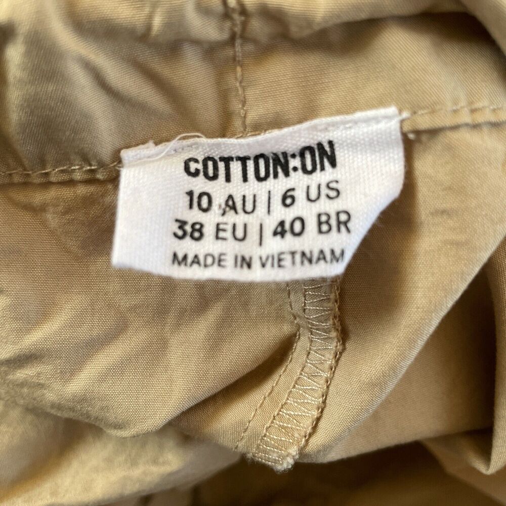 Cotton : On Parachute Wide Leg pants size 6 Drawstring Beige Tan oversized - Picture 6 of 9